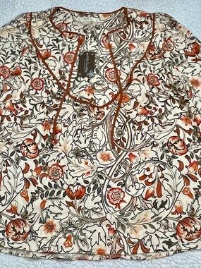 Floral Blouse in Cream and Rust